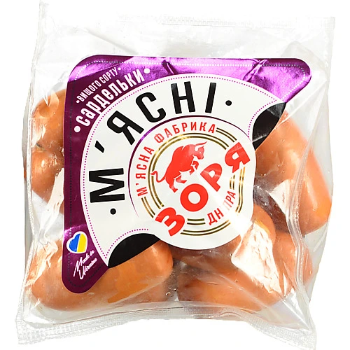 Сардельки Мясні Зоря Дніпропетровська, необгорнуті, вищого ґатунку
