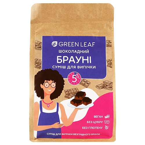 Суміш для випічки Шоколадний брауні Green Leaf д/п 300г