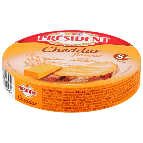 Сир плавлений 35% Cheddar President к/у 8х17.5г