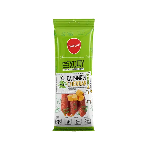 Ковбаски Глобіно 70г салямі з сиром CHEDDAR CHICKEN в.г