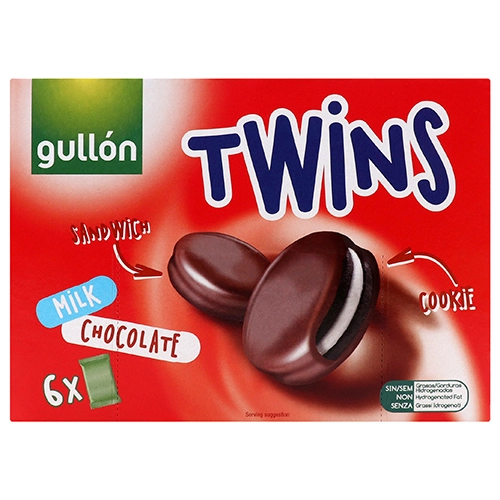Печиво з какао з начинкою покрите молочним шоколадом Twins Gullon к/у 6х42г