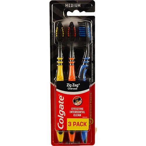 Зубна щітка Medium Zig Zag Charcoal Colgate 3шт