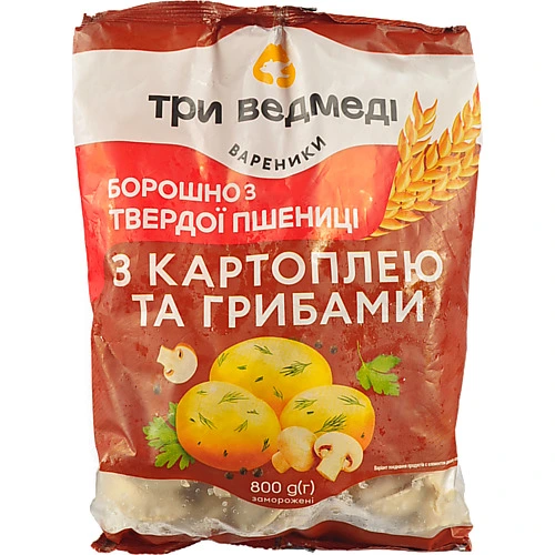 яВареники Три Ведмеді 800г картопля гриби бтп