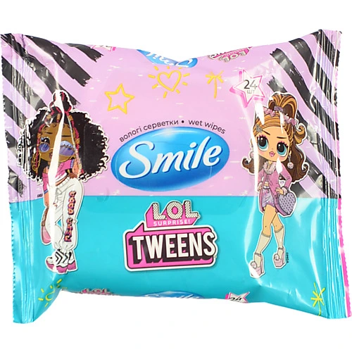 Серветки вологі Smile 24шт ліцензійні герої