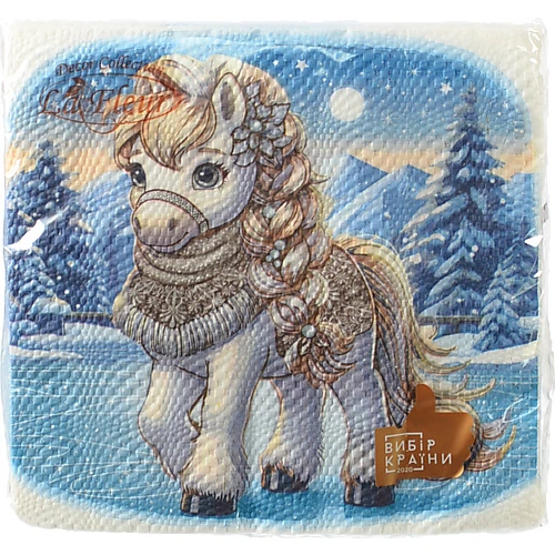 Серветка ТМ La Fleur 33х33. 2шари. 16шт. Сніжна принцеса