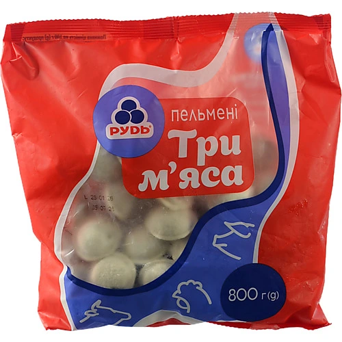Пельмені Рудь 800г три м'яса