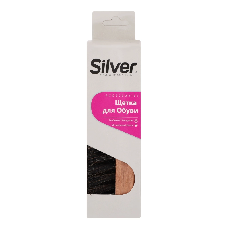 Щітка для взуття з натуральним кінським волоссям Silver 1шт