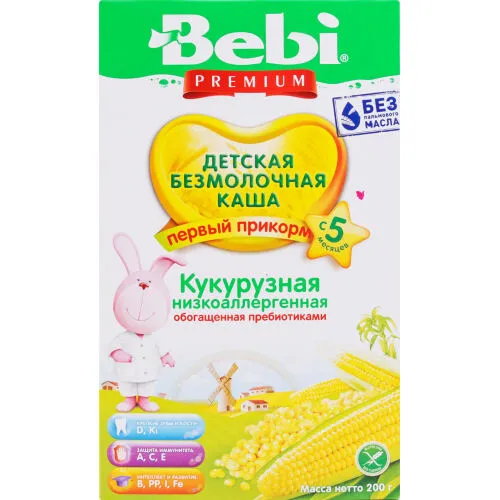 Каша безмолочна для дітей від 5міс Кукурудзяна з пребіотиком Premium Bebi д/п 200г