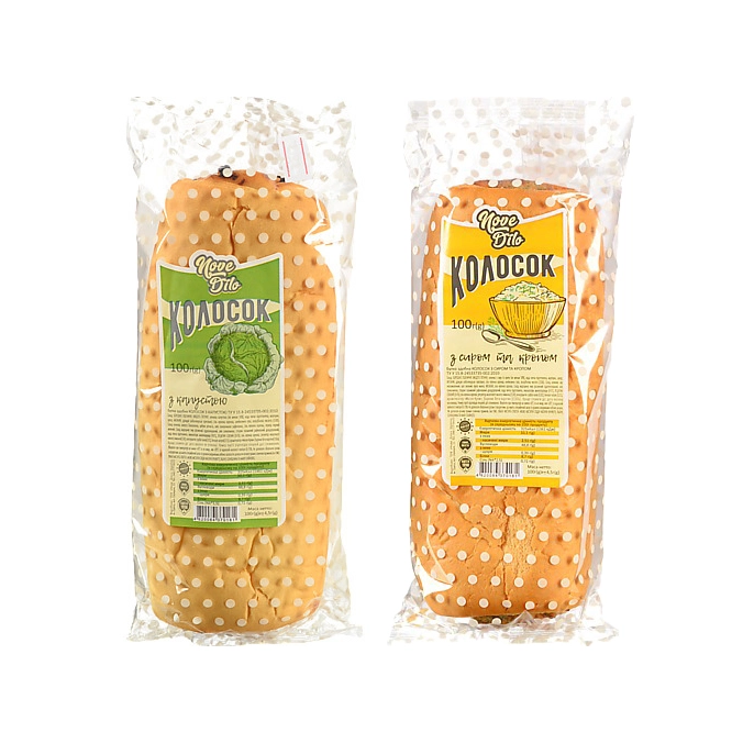Булочка здобна Колосок з сиром та кропом Нове діло м/у 100г