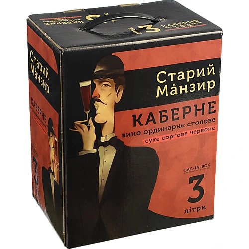 Вино Старий манзир 3л каберне сухе червоне ординар.столове