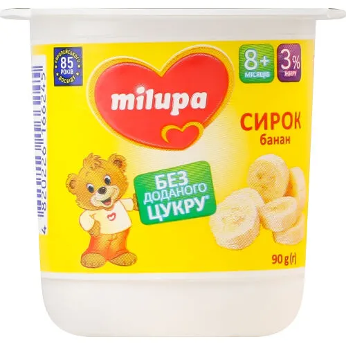 Сирок 3% для дітей від 8міс Банан Milupa ст 90г