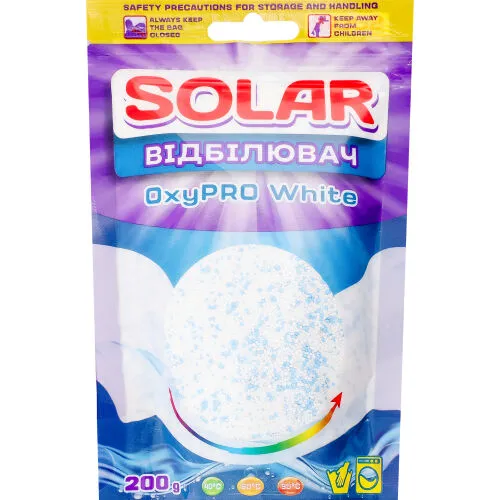 Відбілювач д.тканин Solar 200г oxypro white кисневий