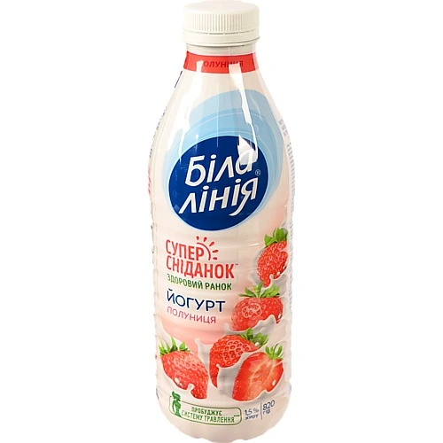 Йогурт MilkLife Полуничний питний 1,5% 820г