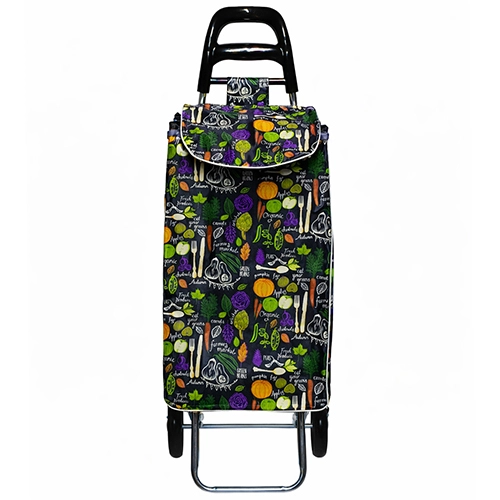 Тачка сумка на колесах PU кол. Горох кольоровий 56х34х20