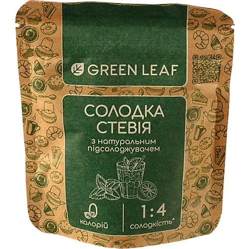 Стевія Green Leaf 1:4 підсолоджувач 100г