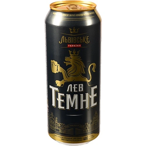 Пиво Львівське Лев Темне 480мл 4.7% темне пастеризоване