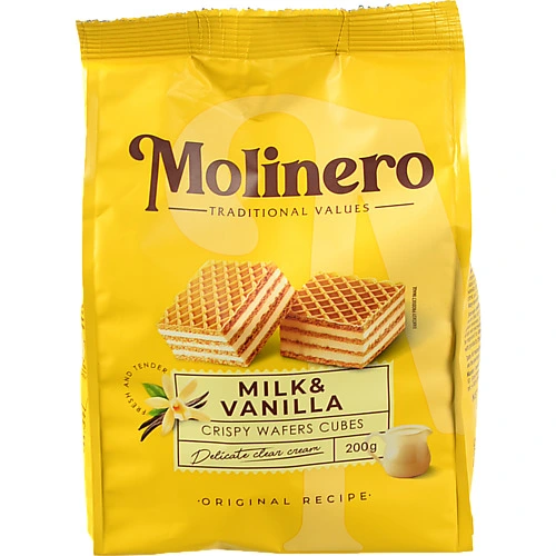 Вафлі Molinero 200г  молоко ваніль