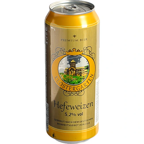 Пиво світле пастеризоване нефільтроване Hefeweizen ТМ [Klostergartenk, 5,2%, 0,5 л, б.м.