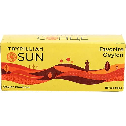 Чай чорний байховий цейлонський дрібний Улюблений Цейлон Трипільське Солнце к/у 25х2г