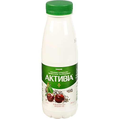 Біфідойогурт Активіа 1.5% питний Вишня-чіа 290г