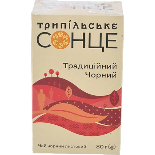 Чай чорний листовий Традиційний чорний Трипільське Сонце 80г
