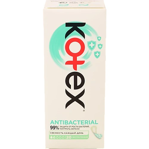 Прокладки щоденні екстра тонкі Antibacterial Kotex 20шт
