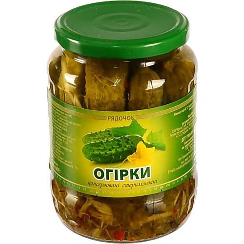 Огірки Рядочок 650г ск.