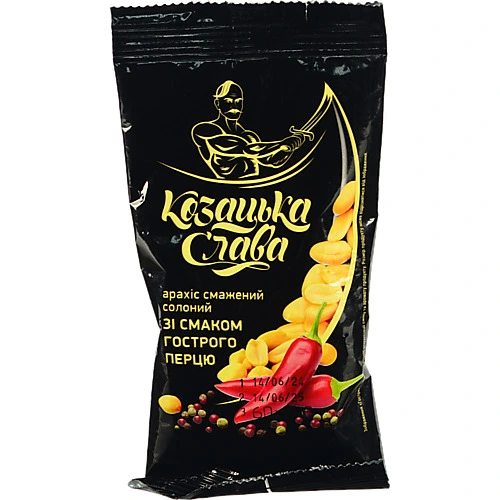 Арахіс Козацька Слава смажений солоний зі смаком гострого перцю, 60 г