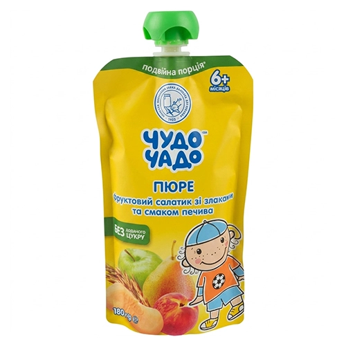 Пюре Чудо-Чадо 180г фрукт. салат печиво злаки