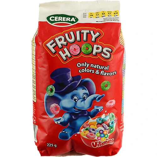 Готовий сніданок Cerera Fruity Hoops 225г