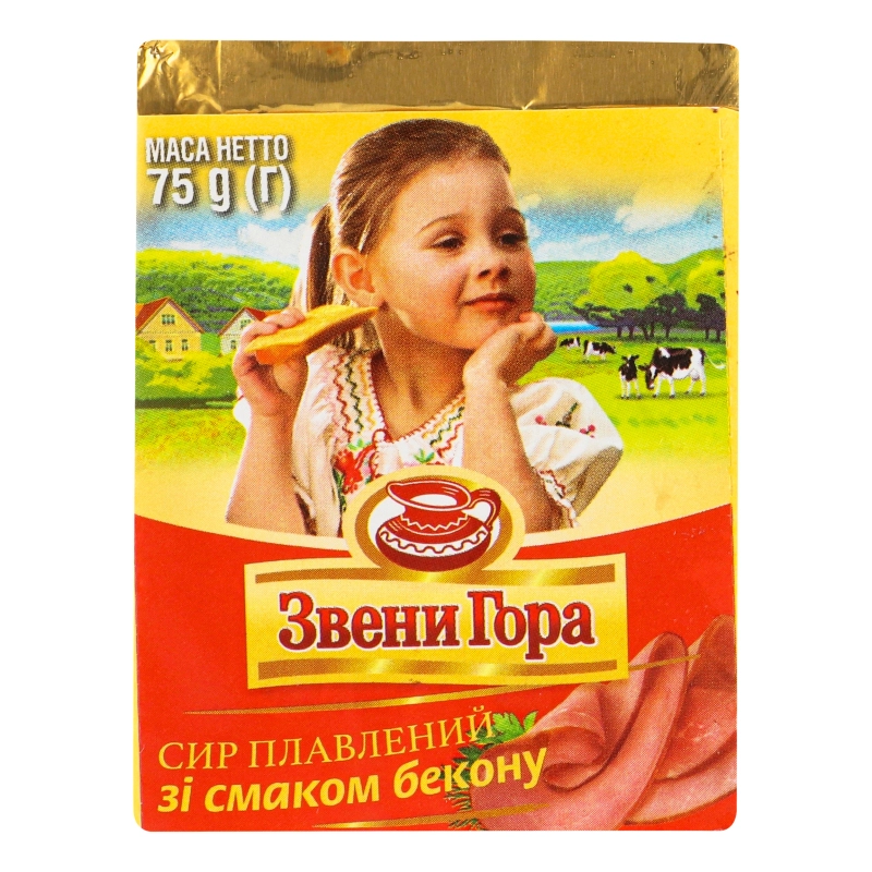 Сир плавлений 45% порційний зі смаком бекону Звени Гора м/у 75г