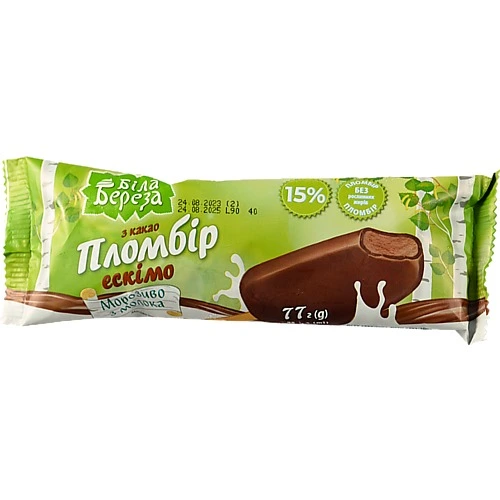 Мороженое 15% с какао в глазури Эскимо Белая Бяроза м/у 77г