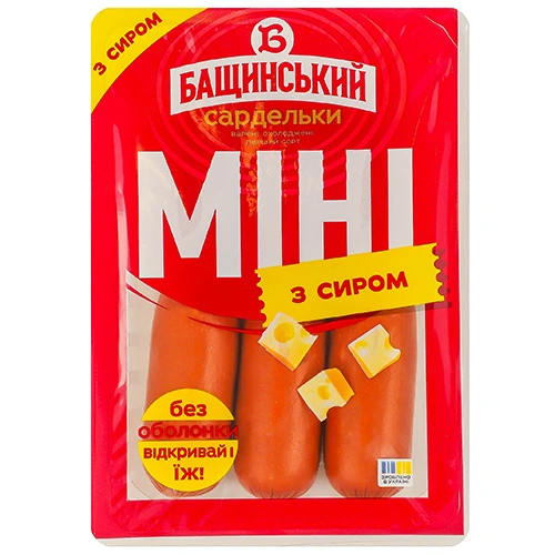 Сосиски Бащинський 280г з сиром міні варені 1 гату