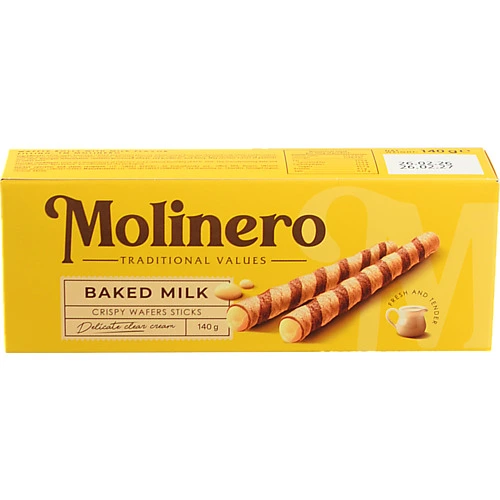 Вафельні трубочки Molinero 140г пряжене молоко