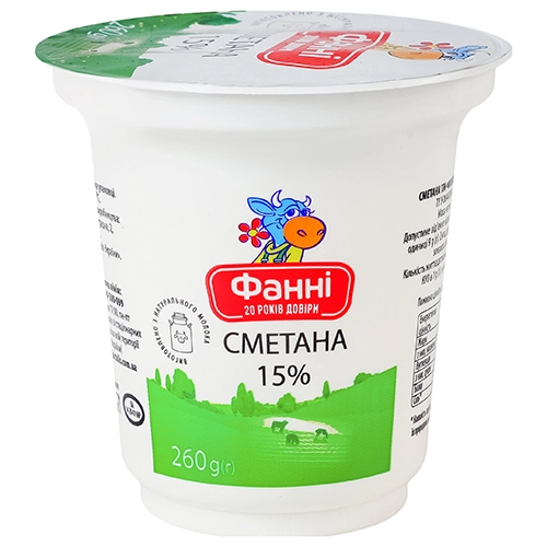 Сметана Фанні 260г 15% ст.