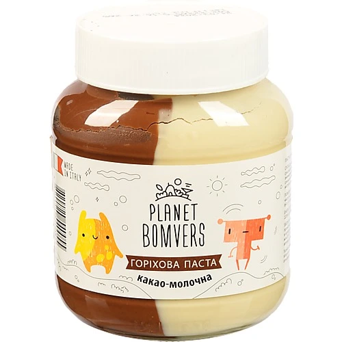 Паста горіхова Планета Бомверс 350г какао молочна duo