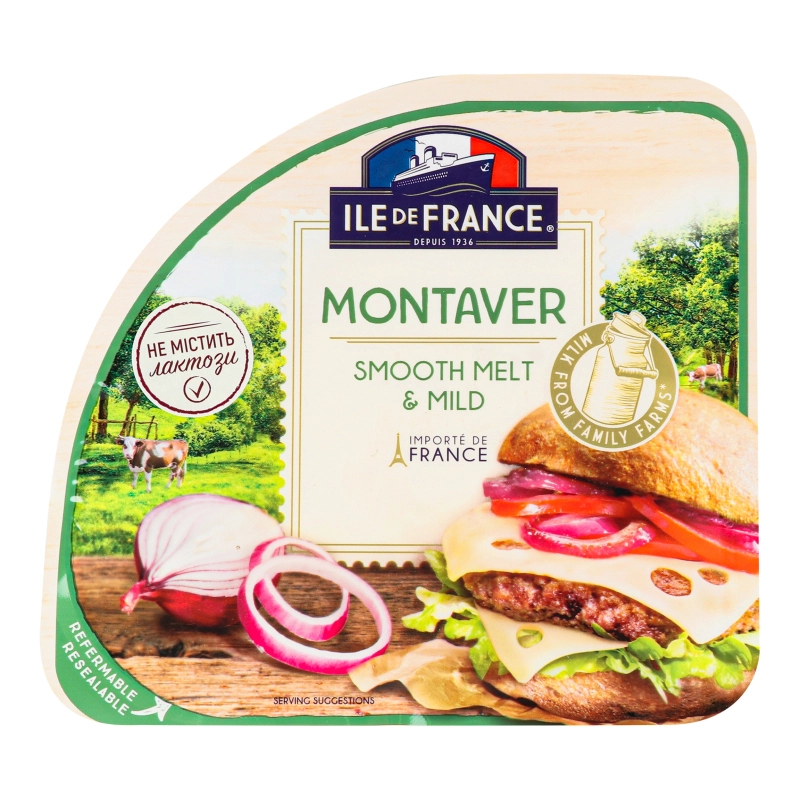 Сир напівтвердий нарізка Montaver Smooth melt&Mild Ile De France лоток 150г