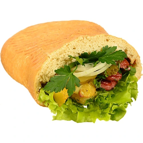 Коржик з сосисками і картоплею