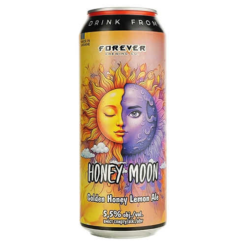 Пиво світле слабоалкогольне нефільтроване Forever Honey Moon Golden Honey Lemon Ale, б.м., 0,5 л, 5,5%