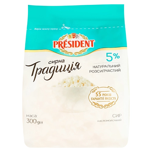 Сир к.м. Президент 300г 5% ф.п.