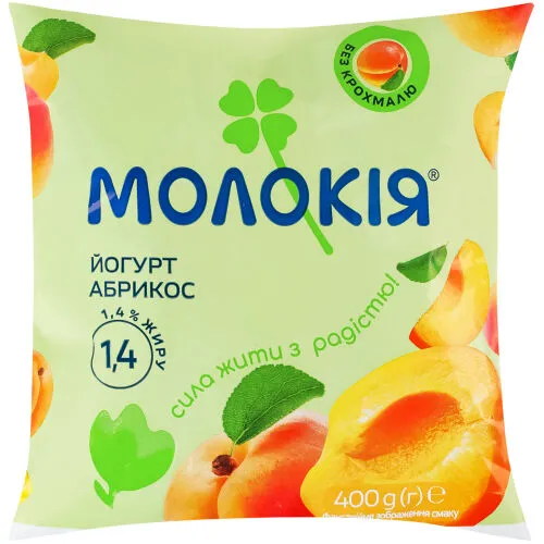 Йогурт Молокія 400г 1.4% абрикос пл.