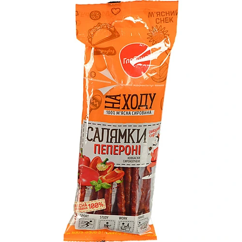 Ковбаски Глобiно 85гр салямки пепероні с.к в.с газ.пак БЕЗ ГМО