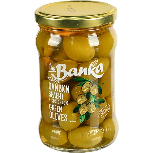 Оливки The Banka 300г зеленi з кiсточкою скло