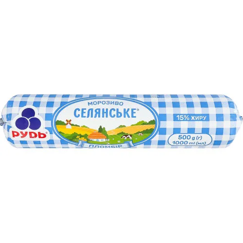 Морозиво Рудь 500г селянське пломбір
