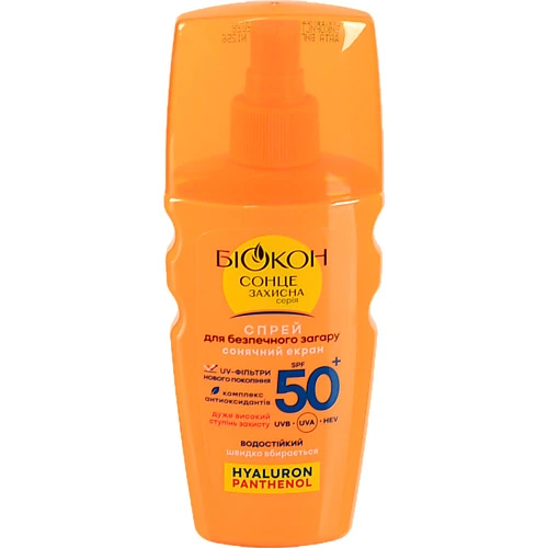 Спрей для безпечної засмаги з пантенолом SPF 50 Біокон 160мл