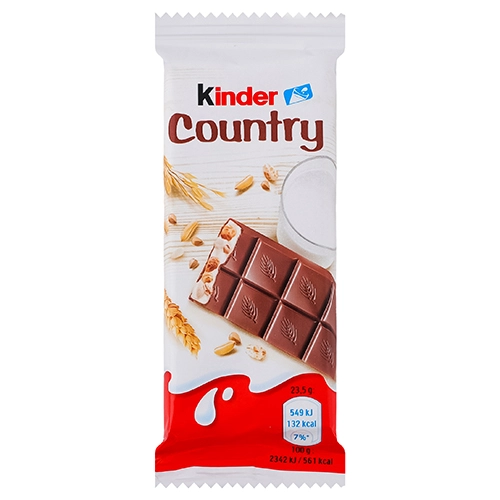 Шоколадний батончик Kinder Country молочний зі злаками, 23 г