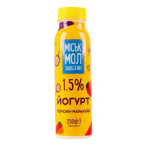 Йогурт ММЗ 250г 1.5% персик маракуйя пет