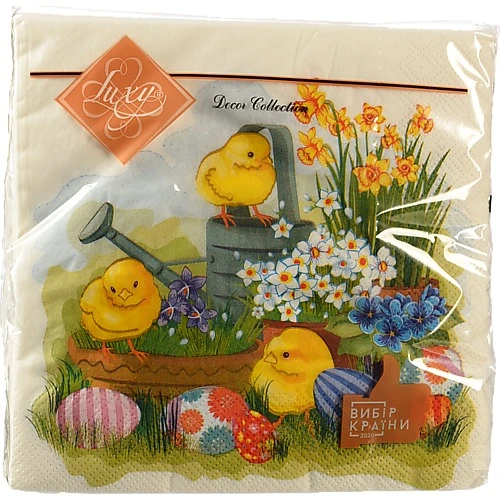 Серветка Luxy 33х33 Крашанки в садку 3шари 18шт
