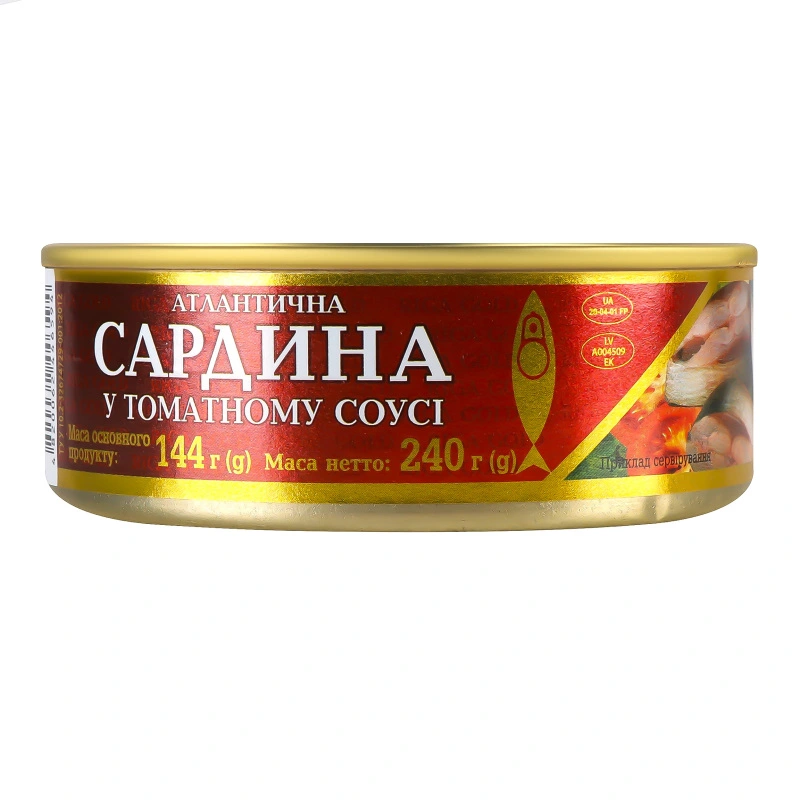 Сардина атлантична у томатному соусі Рижское золото з/б 240г