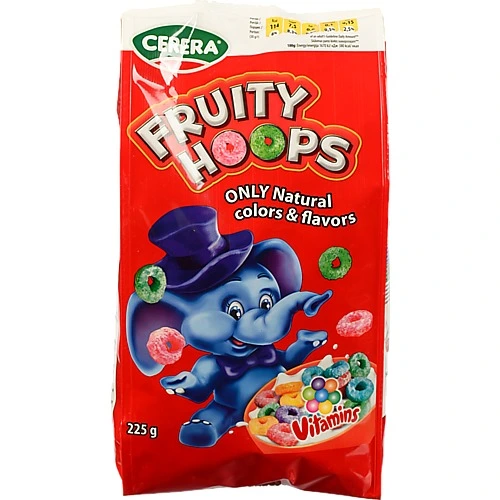 Готовий сніданок Cerera Fruity Hoops 225г